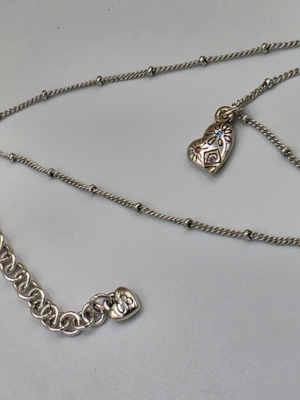 Brighton Heart Pendant Necklace with Floral Accents - Silver Tone